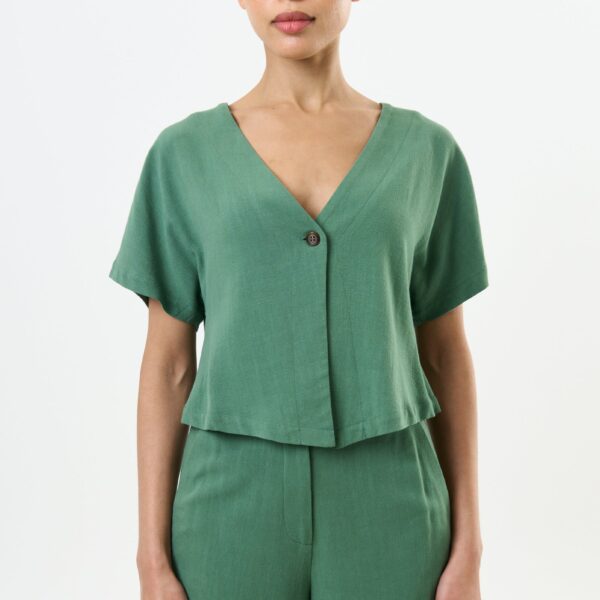 Cloe Linen Mix Waistcoat Top - Green