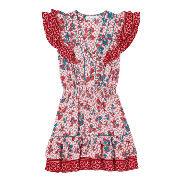 Women Mini Dress Iris Lace- Vilebrequin X Poupette St Barth - Camila - Red - Size S - Vilebrequin