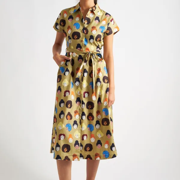 Dancia Besties Print Midi Shirt Dress