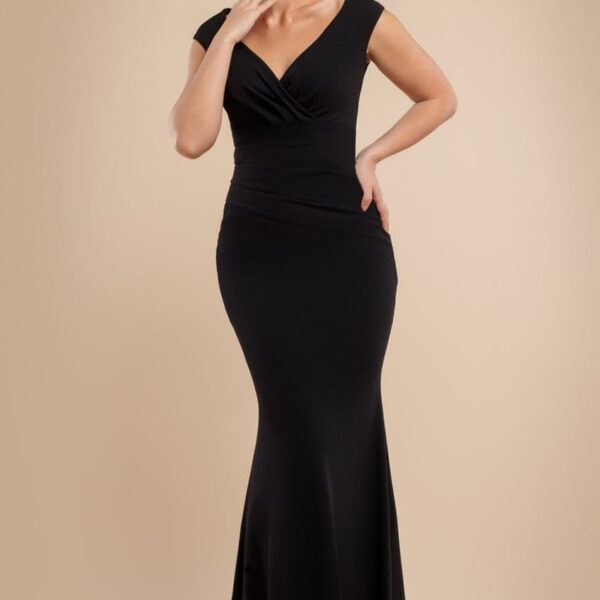 Bardot Pleated Maxi Dress - Black by Goddiva