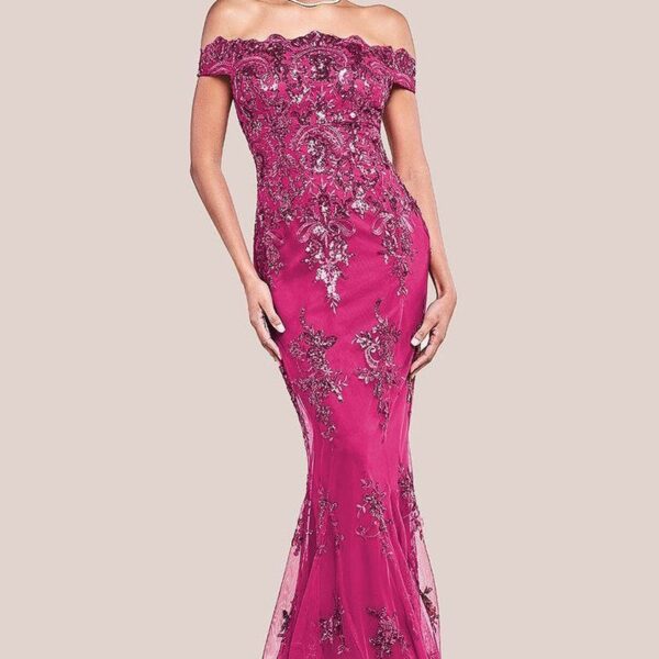 Bardot Sequin Embroidered Maxi Dress - Magenta by Goddiva