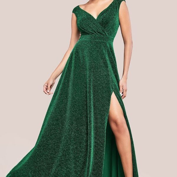 Crossover Lurex Glitter Maxi Dress - Emerald by Goddiva