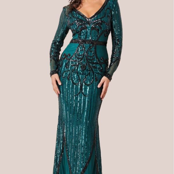 Sequin & Mesh Embroidered Maxi Dress - Emerald by Goddiva