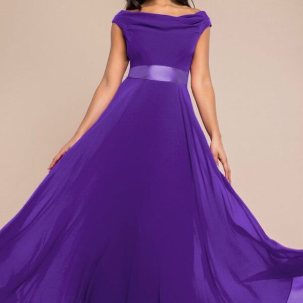 Cowl Neck Chiffon Maxi Dress - Purple by Goddiva