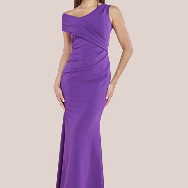 Scuba Crepe  Off The Shoulder Maxi - Purple by Goddiva