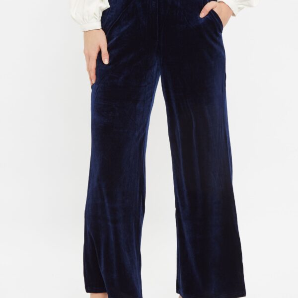 Elina Velvet Straight Leg Trouser - Navy