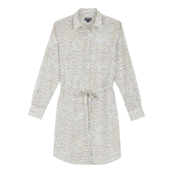 Women Cotton Voile Shirt Dress Dentelles - Florence - White - Size XS - Vilebrequin
