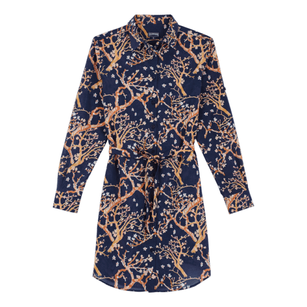 Women Cotton Voile Shirt Dress Sweet Blossom - Florence - Blue - Size XL - Vilebrequin