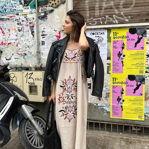 Furla Smocked Panel Embroidered Midi Dress In Cream