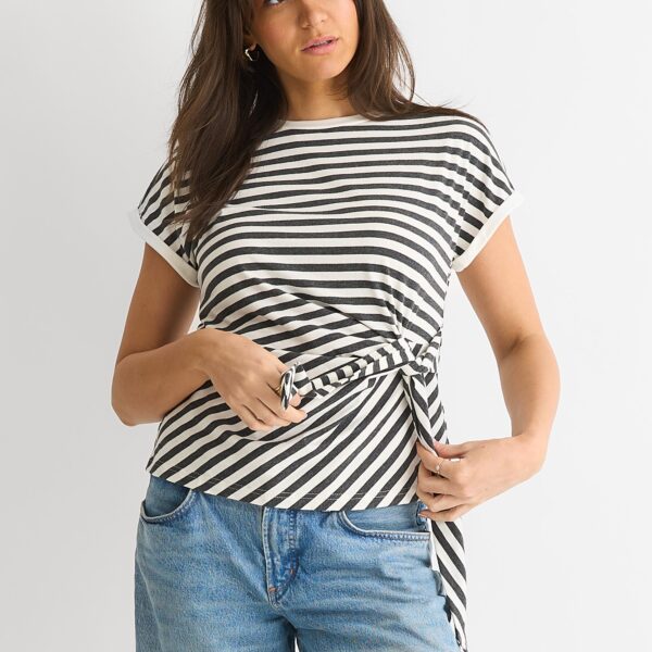Grey Stretch Stripe Top