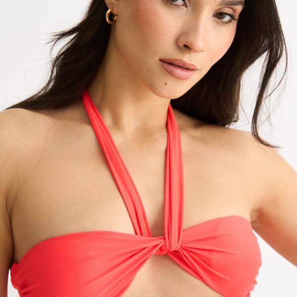 Orange Twist Front Halter Neck Bikini Top