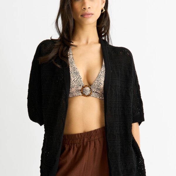 Black Crochet Knit Edge to Edge Cardigan