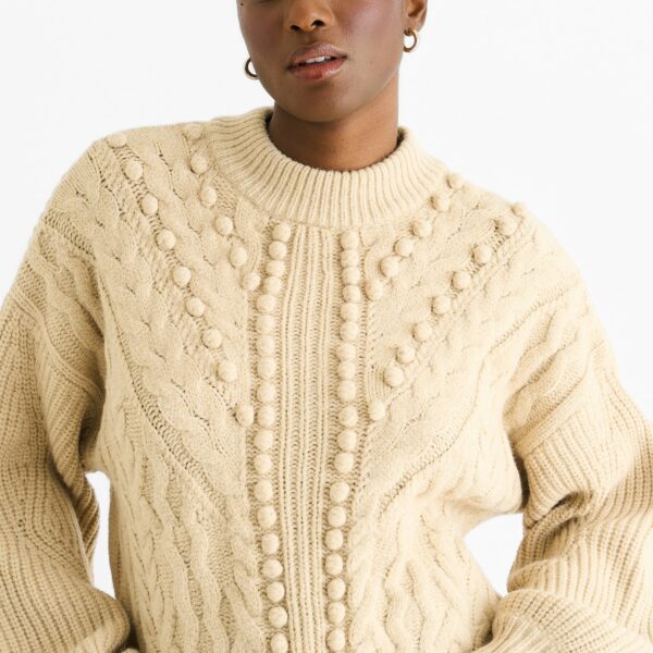 Beige Chunky Knit Oversized Knit Jumper
