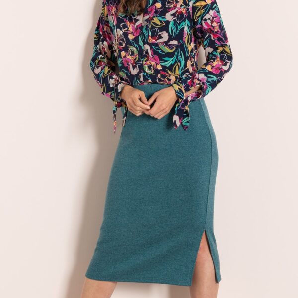 Klass Pull On Brushed Knit Midi Skirt Green Women's