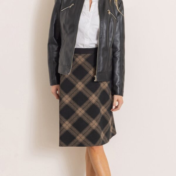 Klass Checked Pull On Skirt Black/Tan Women's