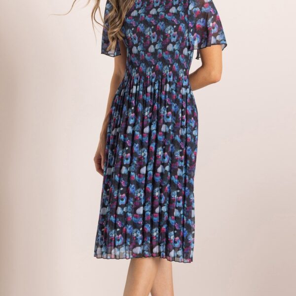 Klass Floral Print Pleated Dress Black/Multi Women's