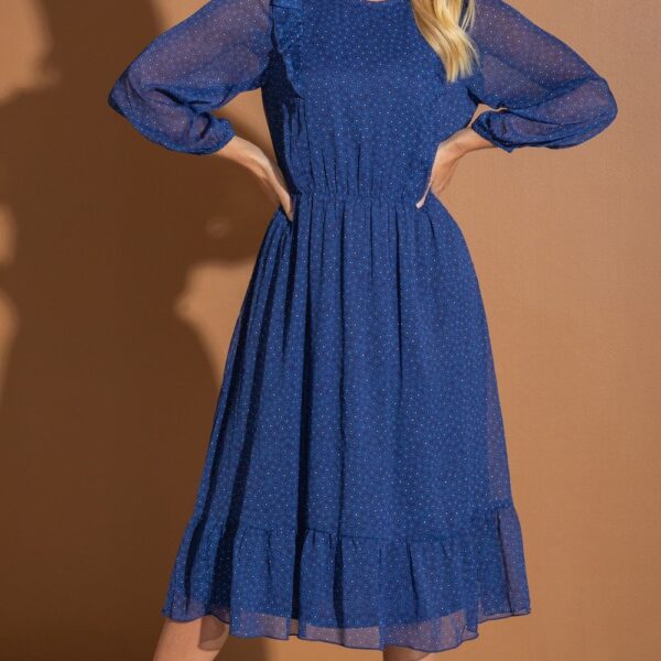Klass Floral Print Chiffon Dress Cobalt Women's