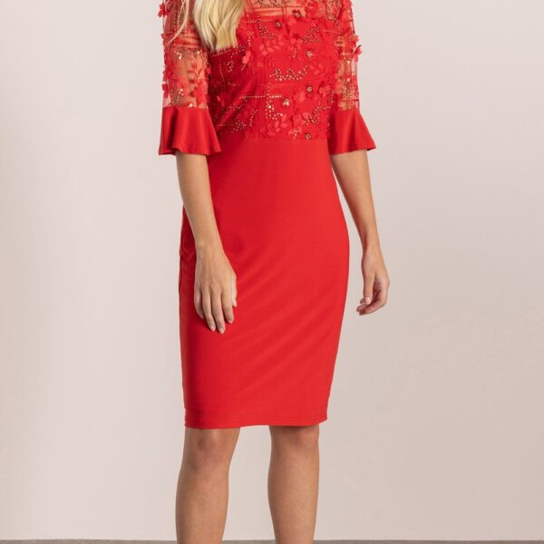 ITY Applique Dress - RED/GOLD - 12