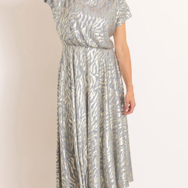 Shimmer Animal Print Midi Dress - SILVER - 12