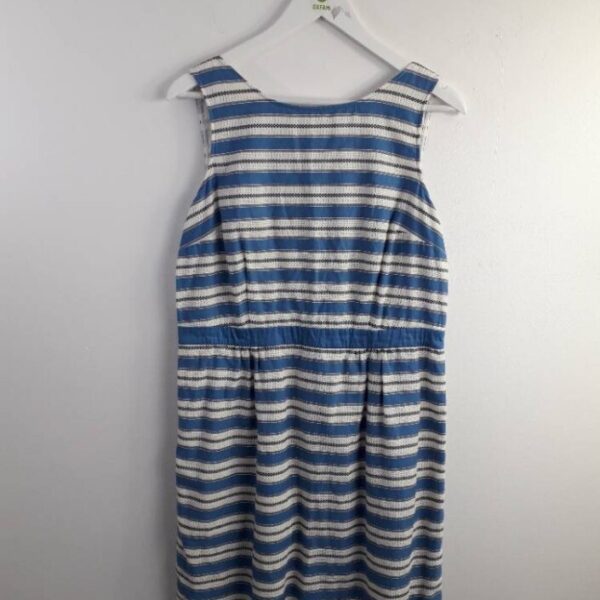 Boden 100% Cotton Striped Dress Blue Size: 16