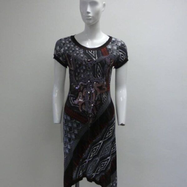 Kali Orea Short Sleeved Dress Black & White Size: 14