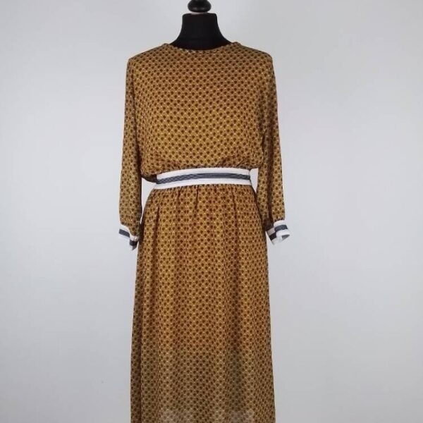 Love Is  Long Midi Geometric Dress Yellow Multi Size: S