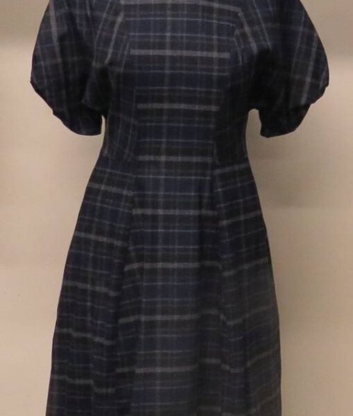 Bnwt Cos Plaid Pattern Wool Dress  Grey/blue Size: 8