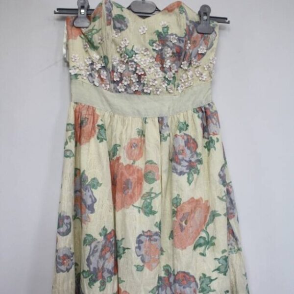 River Island Boned Strapless Dress Multi Size: 10