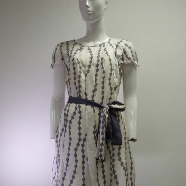 Mina Uk Short Sleeved Dress Blue & White Size: M