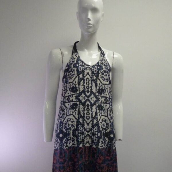 Monteau Sleeveless Dress Blue & White Size: Xs