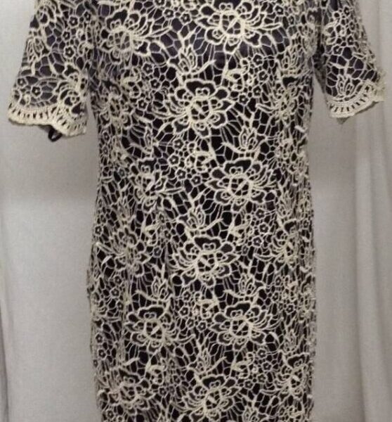 Kaleidoscope Short Sleeved Occasion Dress Black & Gold Size: 12