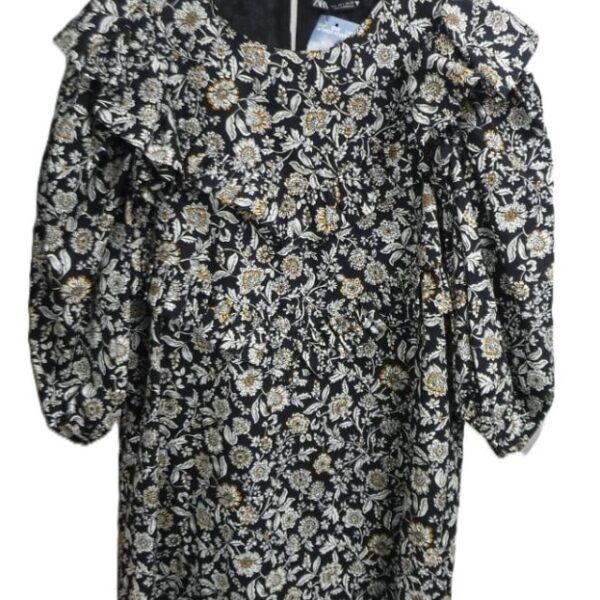 Zara Floral Pattern Dress  Black And White Size: S