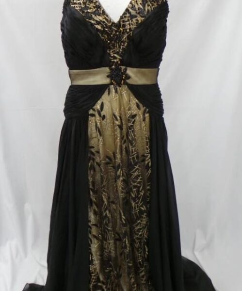 Aftershock Halter-neck Occasion Dress Black And Gold Size: L