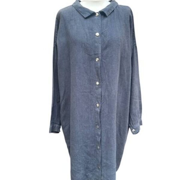Lemuel Mc  Linen Shirt Dress Grey Size: One Size