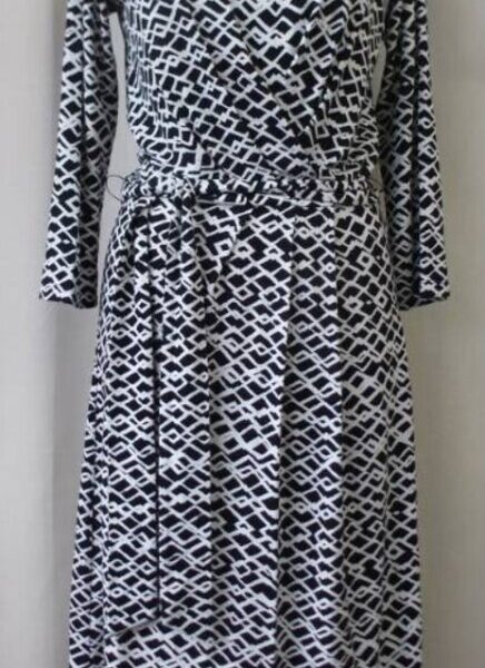 Hobbs Zig Zag Jersey Midi Dress Monochrome Size: 8