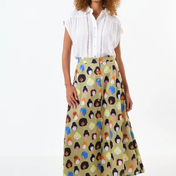 Hestia Besties Print Midi Skirt