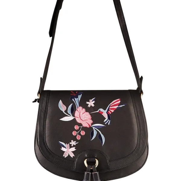 Hazel Hummingbird Embroidery Saddle Bag