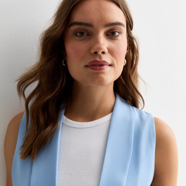 Light Blue Tailored Longline Waistcoat