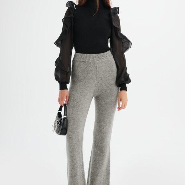 Lavish Alice AYZEL Knitted Cashmere Blend Fit & Flare Trousers In Grey S UK8 - UK10