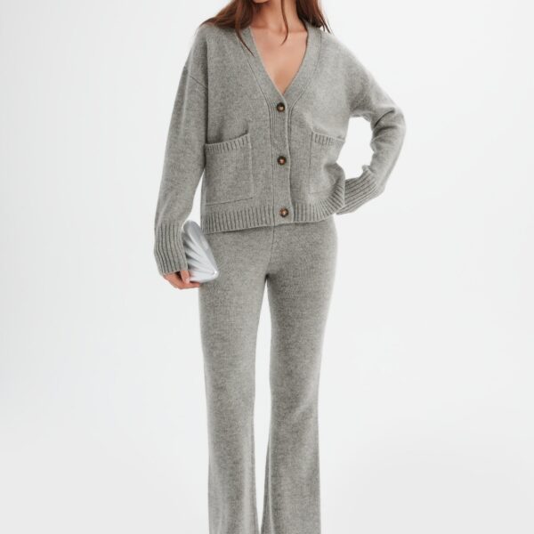 Lavish Alice NELLA Knitted Cashmere Blend Relaxed Cardigan In Grey L UK16 - UK18