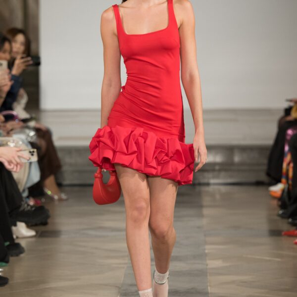 Ally Cherry Red Corsage Hem Mini Dress