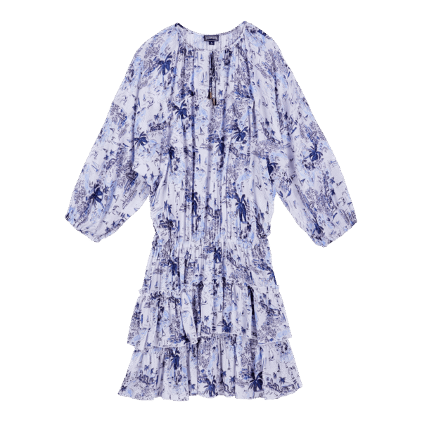 Women Cotton Ruffles Dress Riviera - Lauriane - Blue - Size XS - Vilebrequin