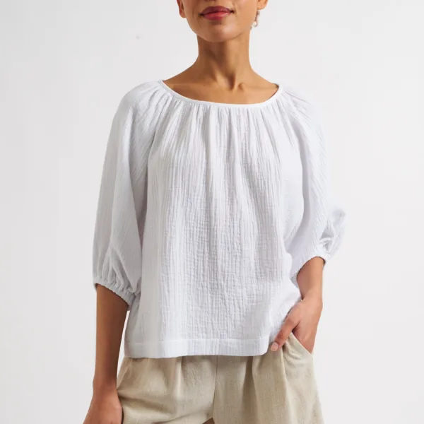 Mayanna Double Gauze Blouse - White