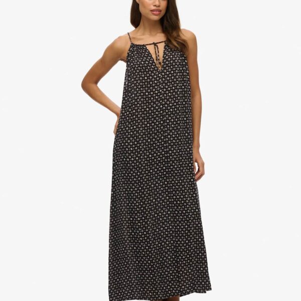 Superdry & Co Women's Floral V-Neck Strappy Maxi Beach Dress - 8 - Black Mix, Black Mix