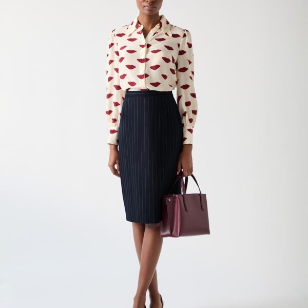 Lk Bennett Women's Wool Blend Pinstripe Pencil Skirt - 8PET - Navy Mix, Navy Mix
