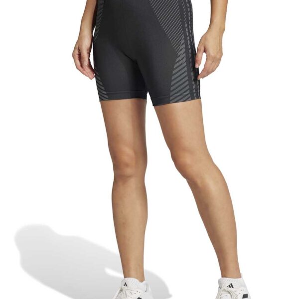 Adidas Women's Knitted Training 5 High Waisted Shorts - M - Black Mix, Black Mix