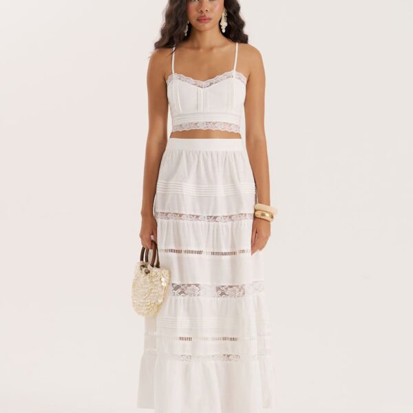 4Th & Reckless Women's Maxi Tiered Beach Skirt - 12 - White, White