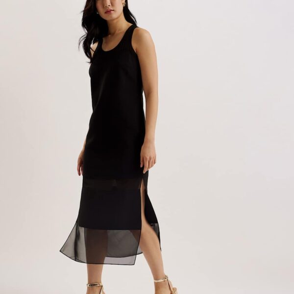 Ted Baker Women's Round Neck Midi Column Dress - 10 - Black, Black