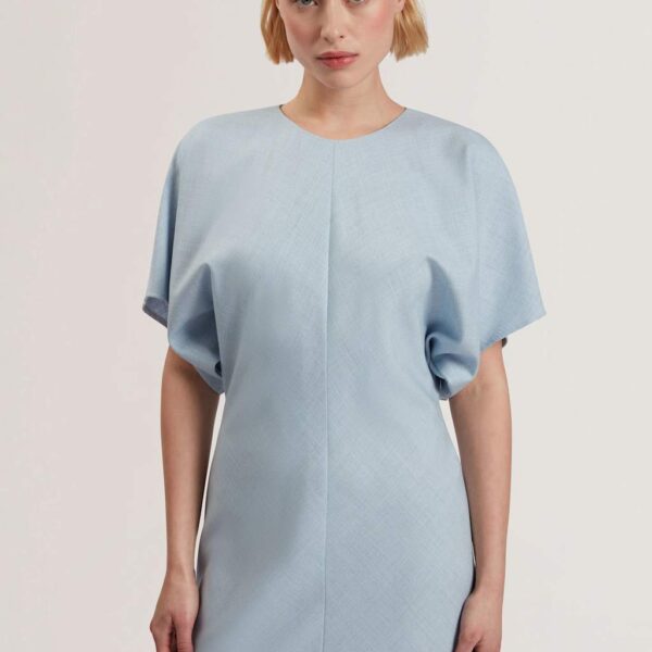 Ted Baker Women's Round Neck Midaxi Tailored Dress with Wool - 10 - Light Blue, Light Blue