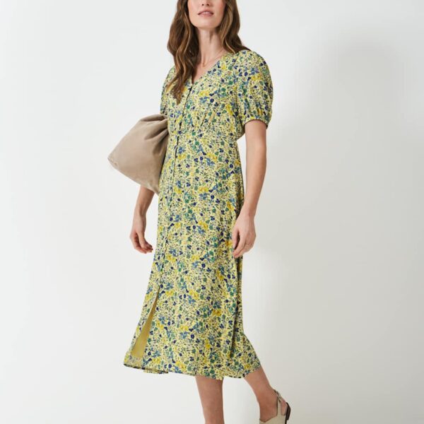 Crew Clothing Women's Floral V-Neck Maxi Tea Dress - 12 - Yellow Mix, Yellow Mix